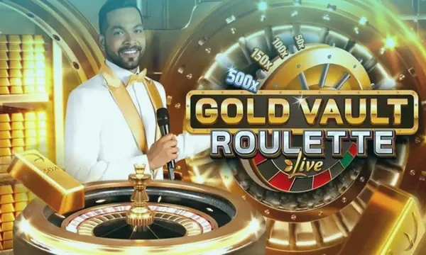 Gold Vault Roulette wheel art from the Evolution catalogue
